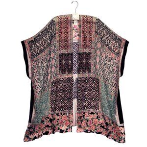ANTHROPOLOGIE AKEMI + KIN BURNOUT VELVET DRAPED OPEN BOHO ARTISAN ONE SIZE